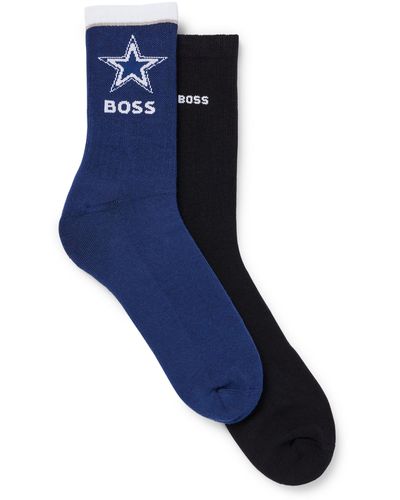 BOSS X Nfl Two-pack Of Cotton Short Socks - Blue