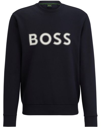 BOSS Sweater Met Hd-logoprint Van Een Katoenmix - Blauw
