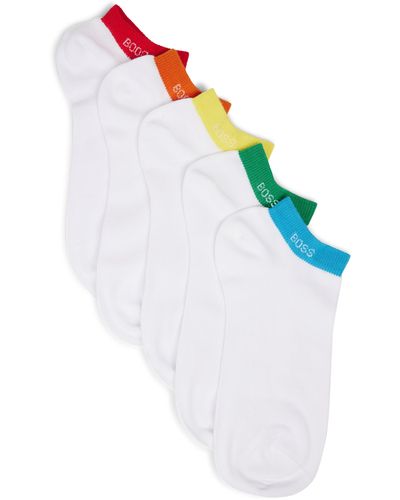 BOSS Fünfer-Pack Unisex-Sneakers-Socken mit Logo-Bündchen - Weiß