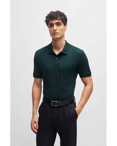 BOSS Polo Regular en coton avec logo brodé - Vert