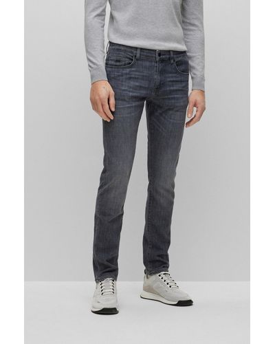BOSS Slim-fit Jeans In Lightweight Gray Comfort-stretch Denim