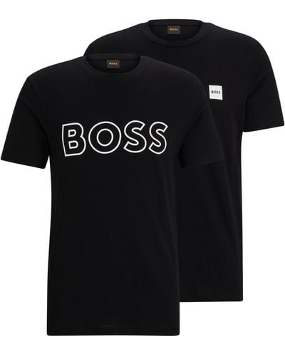 BOSS Lot de deux t-shirts en jersey de coton avec logos - Noir