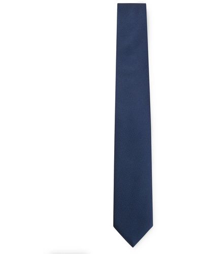 BOSS Silk-blend Tie With All-over Micro Pattern - Blue