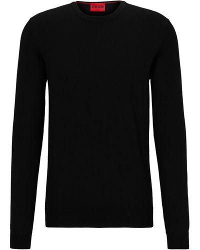 HUGO Pullover aus besonders feiner Merinowolle - Schwarz