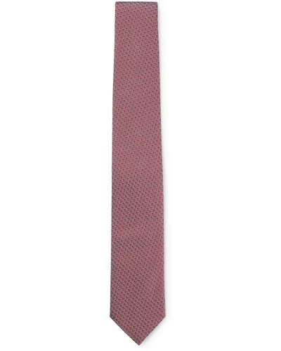 BOSS Patterned Tie In Silk-blend Jacquard - Purple