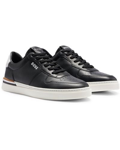 BOSS Lace-up Sneakers With Preformed Sole And Branded Leather Upper - Black