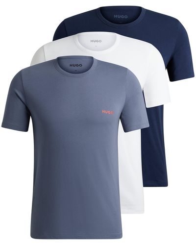 HUGO Lot de trois t-shirts en coton à logo imprimé - Bleu
