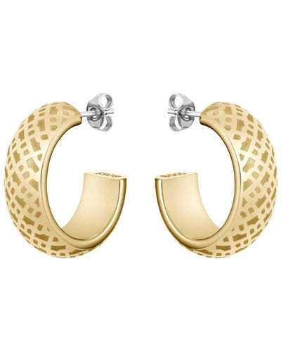 BOSS Gold-tone Hoop Earrings With Engraved Monograms - Metallic