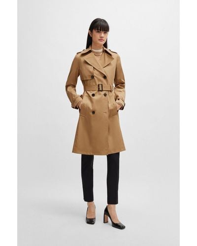 BOSS Regular-fit Trench Coat With Buckled Belt - Brown