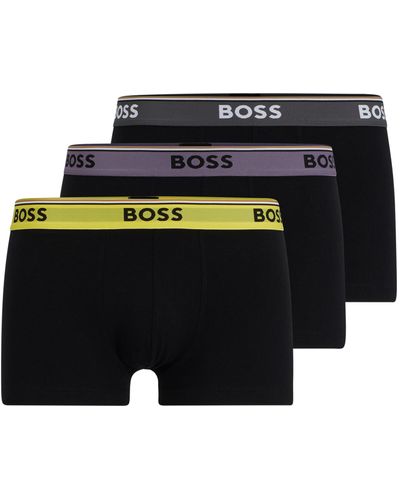 BOSS Lot de trois boxers courts en coton stretch avec taille logotée - Noir