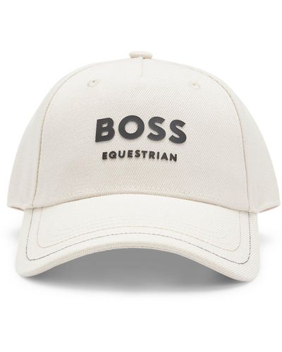 BOSS Reitsport-Cap mit fünf Bahnen und Logo-Details - Weiß