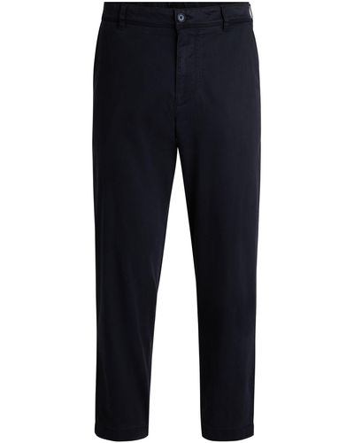 BOSS Tapered-fit Regular-rise Trousers In Stretch Twill - Blue