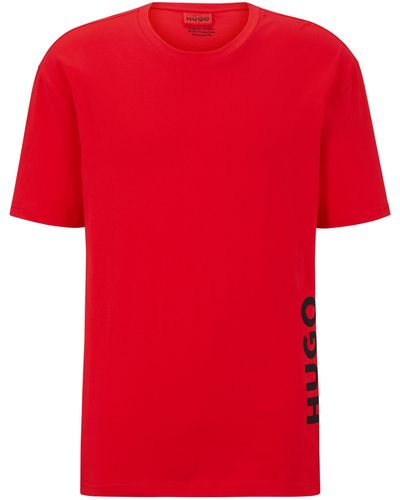 HUGO T-shirt Van Katoenen Jersey Met Uv-bescherming (factor 50+) - Rood