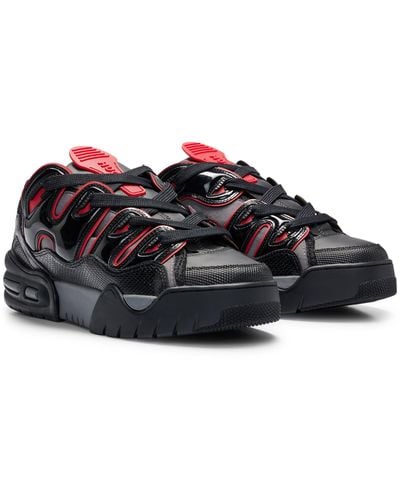 HUGO Sneakers In Skatelook Van Gemengde Materialen - Rood