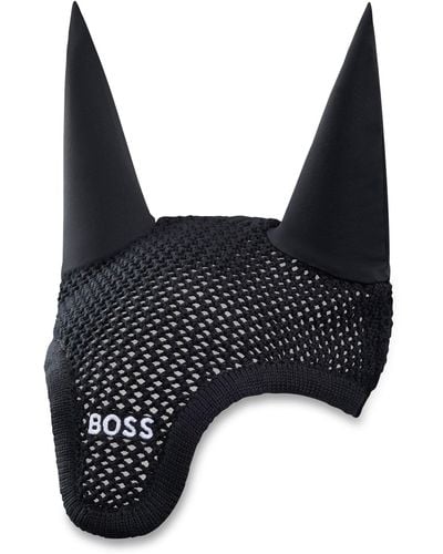 BOSS Equestrian Crochet Fly Veil With Contrast Logo - Black
