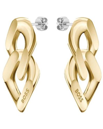 BOSS Gold-tone Earrings With Angled Links - Metallic