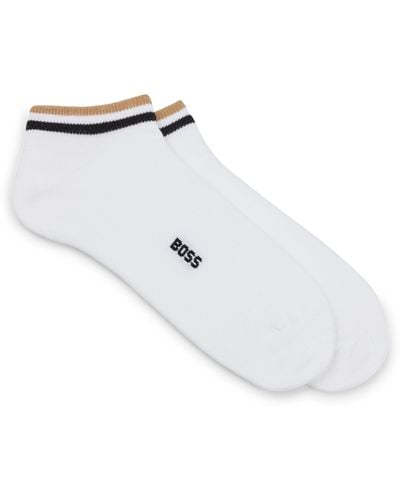 BOSS Zweier-Pack knöchellange Socken mit Signature-Streifen - Weiß