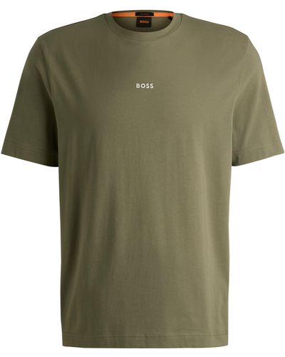 BOSS Relaxed-Fit T-Shirt aus Stretch-Baumwolle mit Logo-Print - Grün