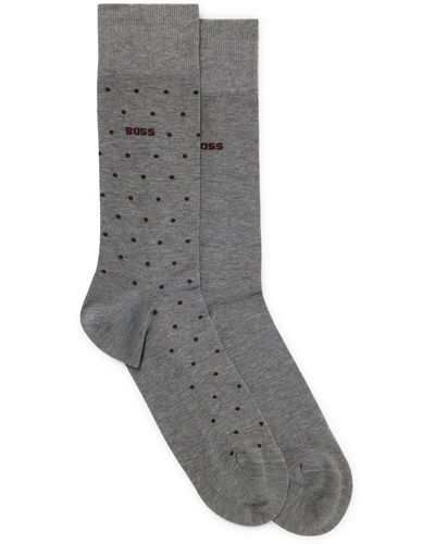 BOSS Two-pack Of Regular-length Socks In Mercerized Fabric - Gray