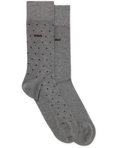 BOSS - Regular-length socks in stretch fabric with monogram pattern