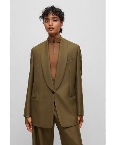 BOSS X Alica Schmidt Relaxed-fit Jacket In Responsible Wool - Green