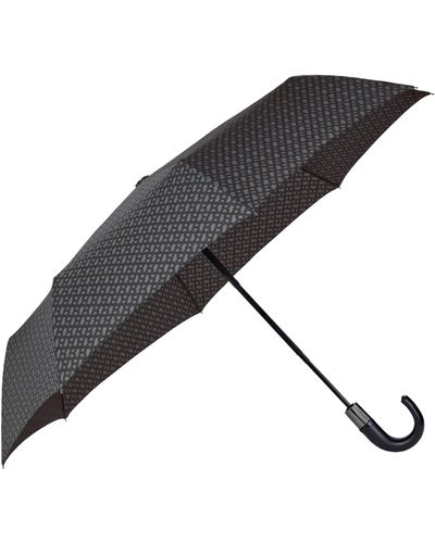BOSS Donkergrijze Paraplu Met Monogramdessin En Logobandje - Zwart