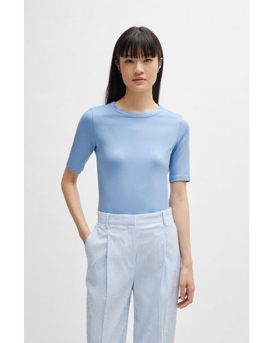BOSS Slim-fit T-shirt In A Stretch-modal Blend - Blue