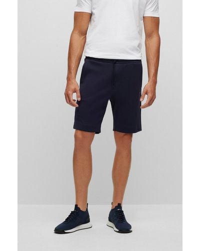 BOSS Oversized-fit Shorts With Silver-tone Trims in White for Men