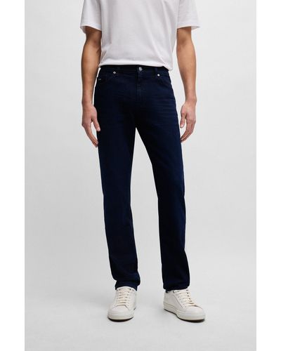 BOSS Jeans regular fit in denim blu scuro effetto cashmere