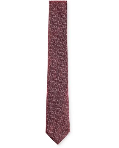 BOSS Patterned Tie In Pure Silk - Purple