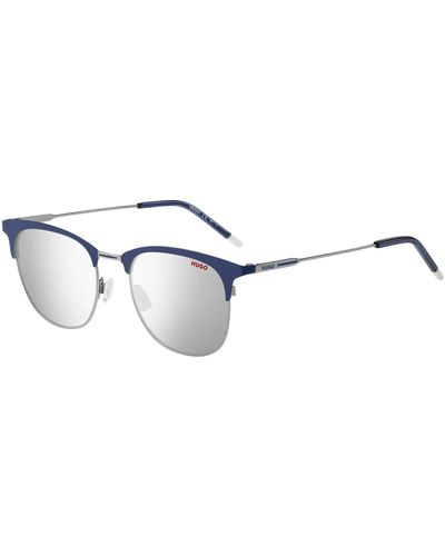 HUGO Silver-tone Sunglasses With Blue Details Men's Eyewear - Multicolor