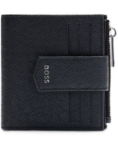 BOSS Emed-leather Wallet With Polished Silver Hardware - Black