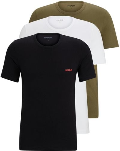 HUGO Lot de trois t-shirts en coton à logo imprimé - Noir
