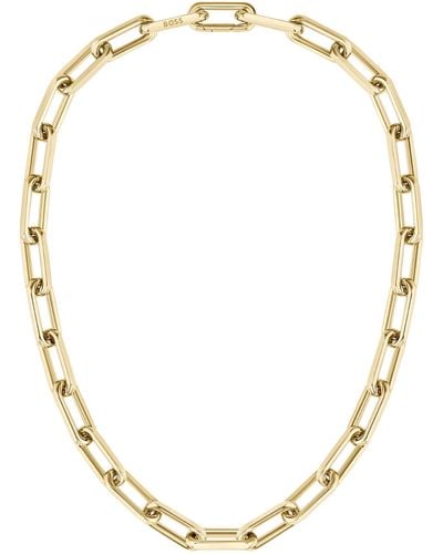 BOSS Goldfarbene Halskette mit Logo-Glied - Mettallic