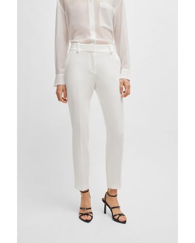 HUGO Slim-fit Trousers With Zip Hems - White
