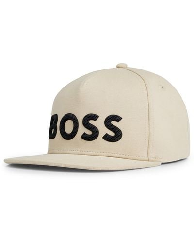 BOSS Five-panel Cap With Honeycomb Logo Detail - White