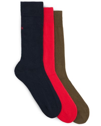 HUGO Mittelhohe Socken mit Logo-Details im Dreier-Pack - Rot