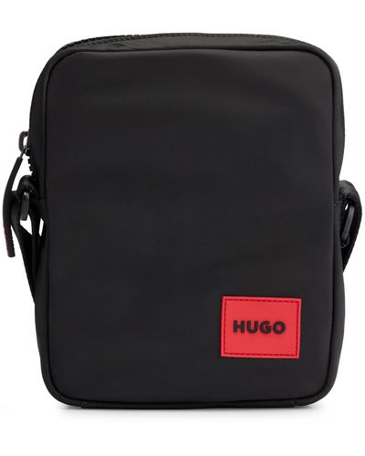 HUGO Sac reporter avec étiquette logo en gomme rouge - Noir