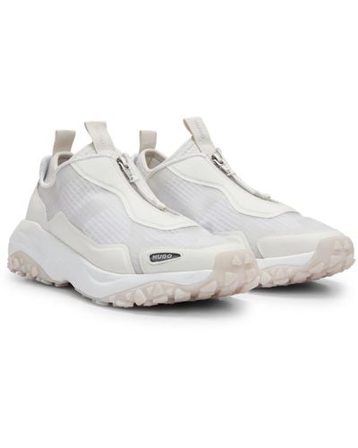 HUGO Sock-style Zip-up Sneakers With Eva-rubber Sole - White