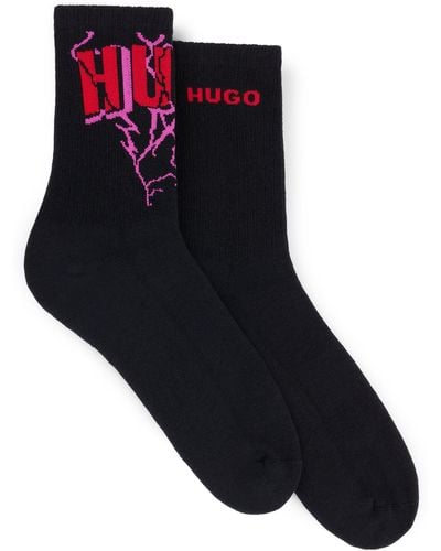 HUGO Two-pack Of Short Socks With Logos - Black