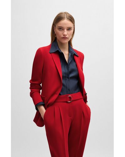 BOSS Veste Regular en crêpe infroissable - Rouge