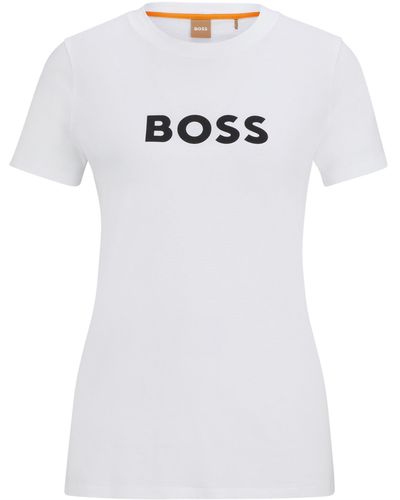 BOSS Regular-fit T-shirt Van Katoenjersey Met Contrasterend Logo - Wit