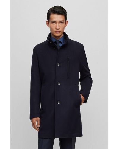 BOSS Slim-fit Formal Coat In Virgin Wool And Cashmere - Blue
