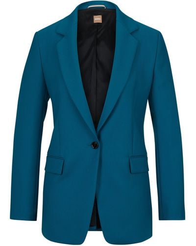 BOSS Regular-Fit Blazer aus schwerem Woll-Twill - Blau