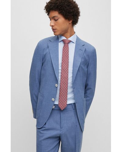 BOSS by HUGO BOSS Regular-fit Suit In A Micro-patterned Wool Blend in Blue  for Men | Lyst