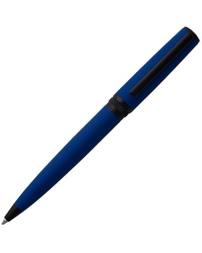 BOSS Ballpoint Pen With Blue Rubberised Finish And Logo Ring