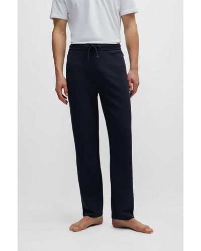 BOSS Pantaloni del pigiama in misto cotone con logo ricamato - Blu