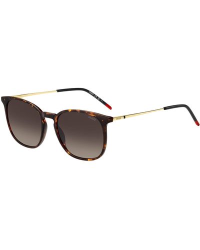 HUGO Havana Sunglasses With Gold-tone Temples - Black