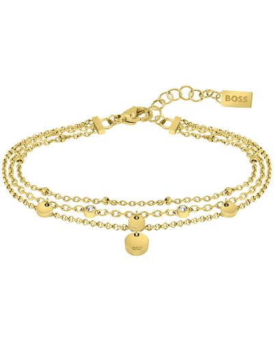 BOSS Bracelet multi-rangs avec médaillons et cristaux - Métallisé