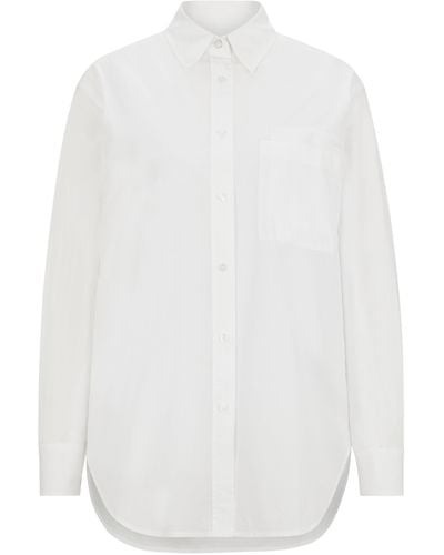 BOSS Lang geschnittene Relaxed-Fit Bluse aus Baumwoll-Popeline - Weiß
